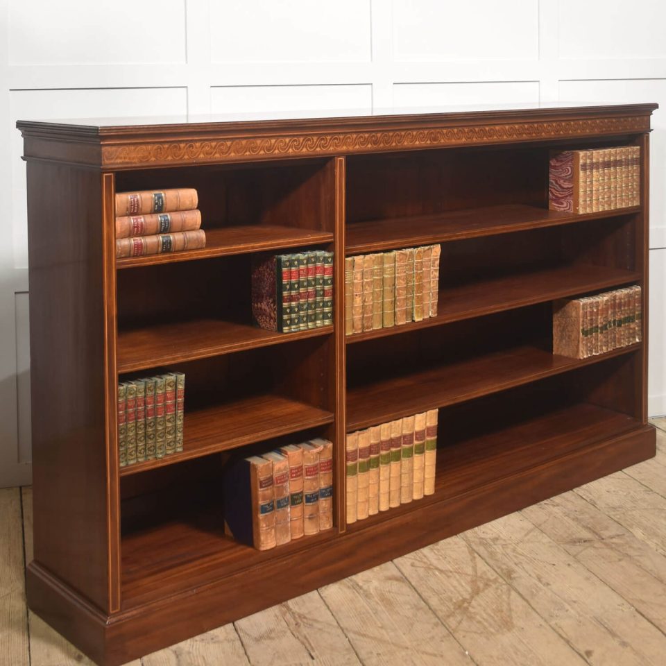 Late 19th Century Inlaid Mahogany Open Bookcase