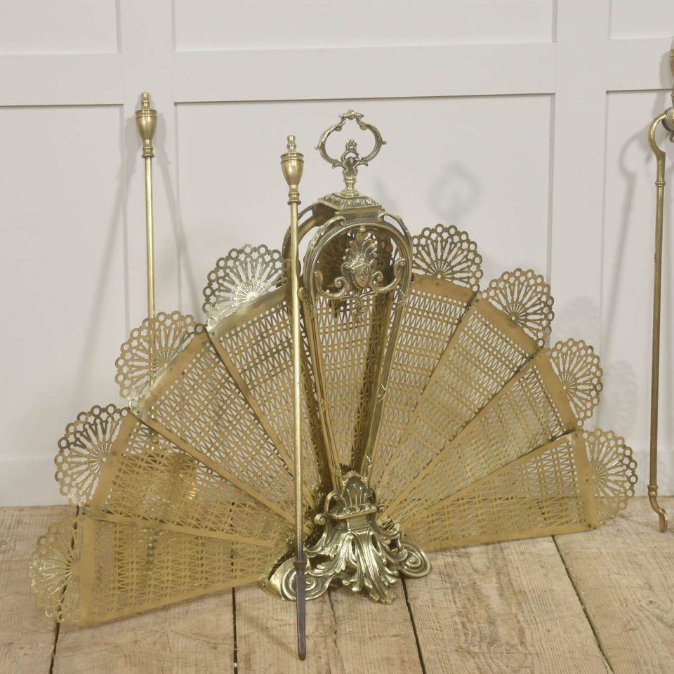 Brass Pierced Peacock Fire Fan