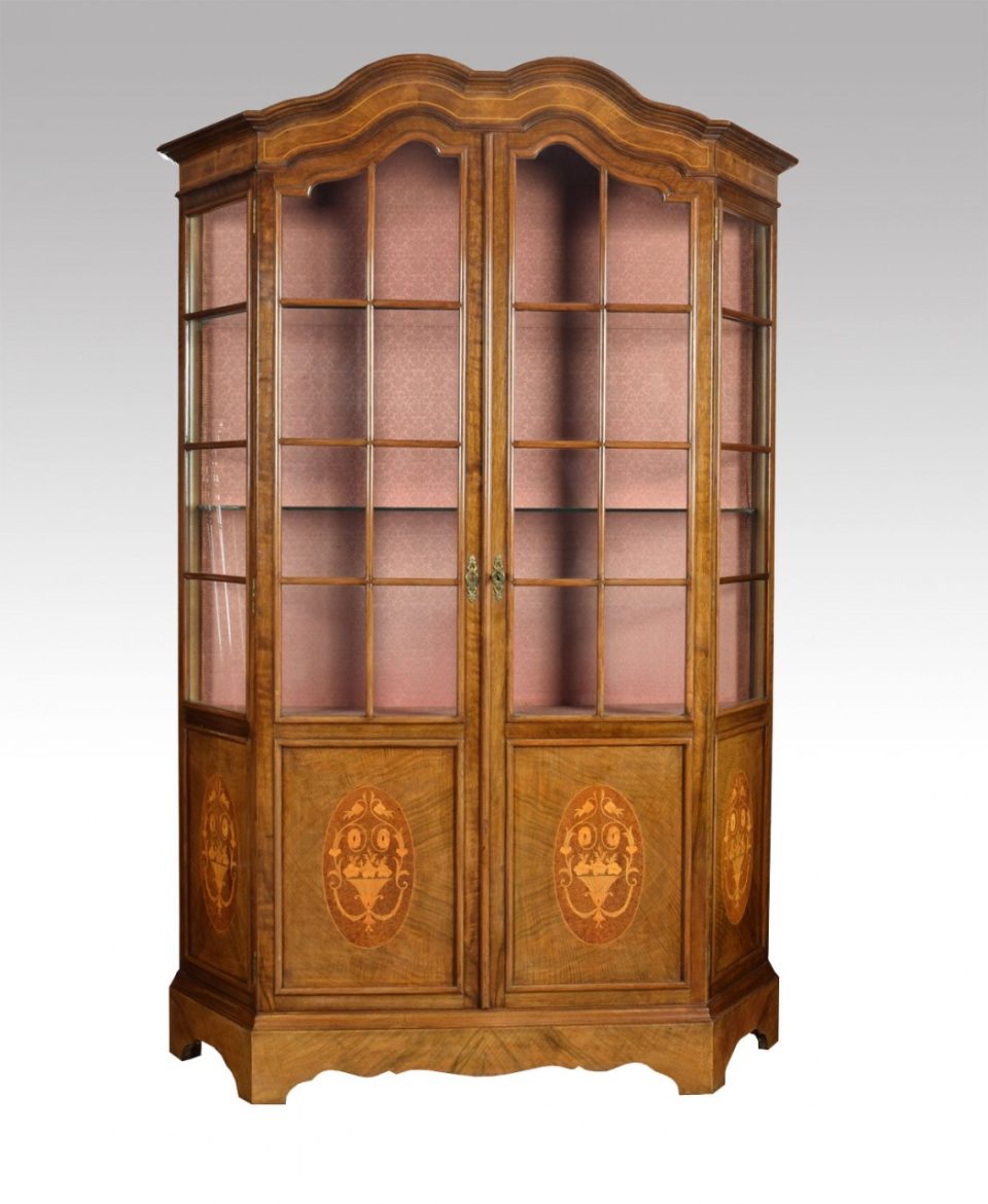 Walnut inlaid display cabinet