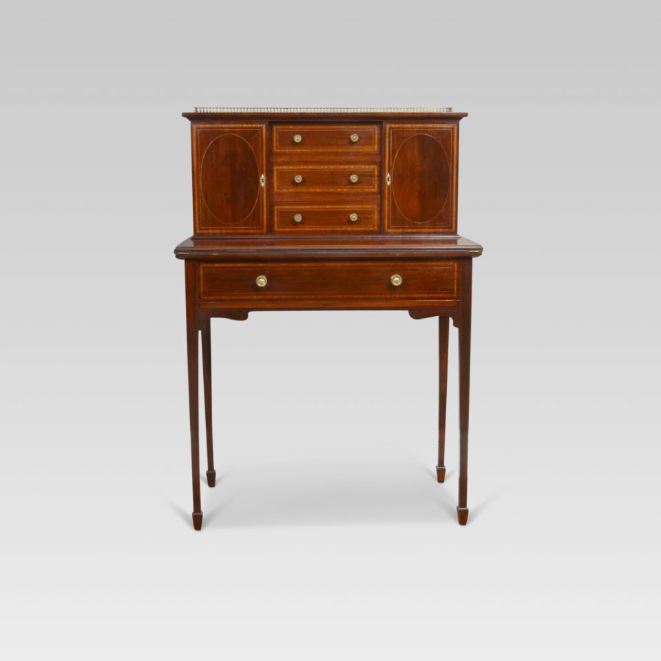Mahogany boxwood strung lady’s writing desk circa 1890
