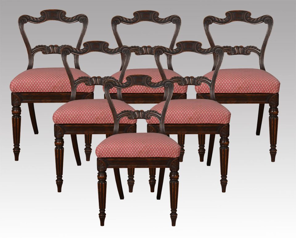 Set of six George IV simulated rosewood dining chairs