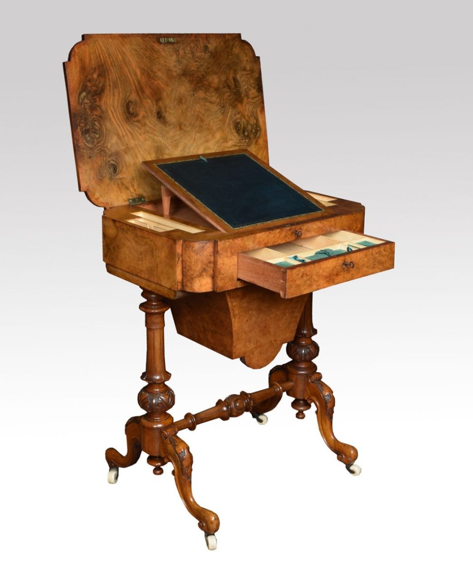 Victorian walnut work table circa 1870