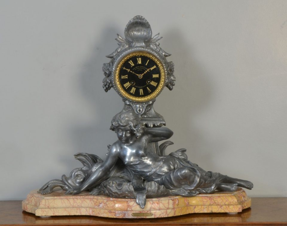 French mantel clock Le Premier Miroit signed Francois Moreau circa 1870