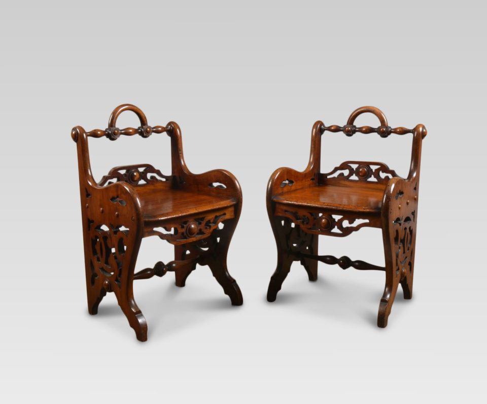 Pair of early Victorian Mahogany hall chairs