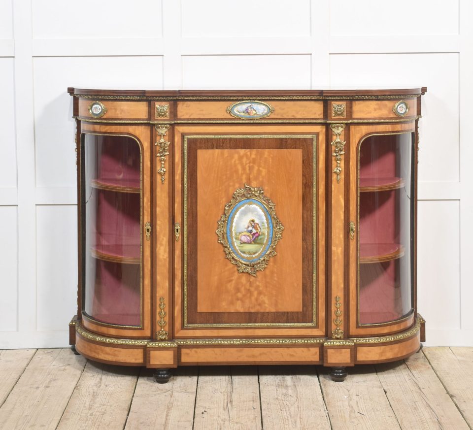 19th century ormolu mounted satinwood  credenza