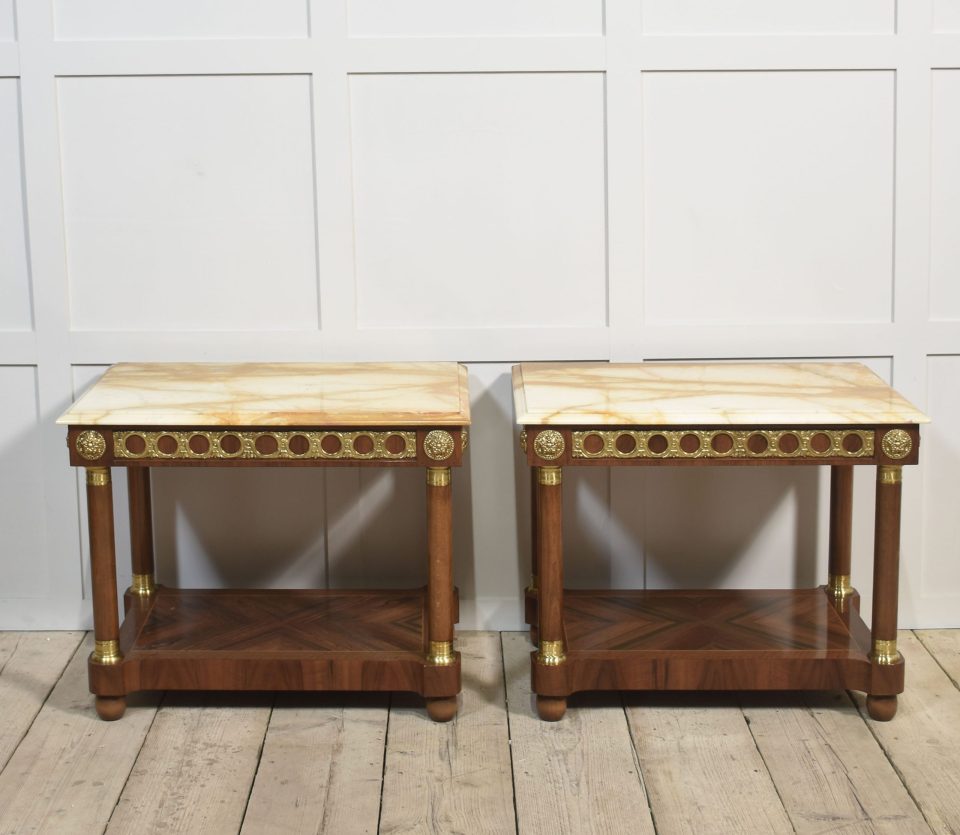Pair of marble top side tables