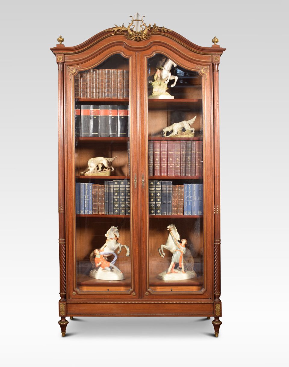 French gilt brass mounted mahogany bookcase