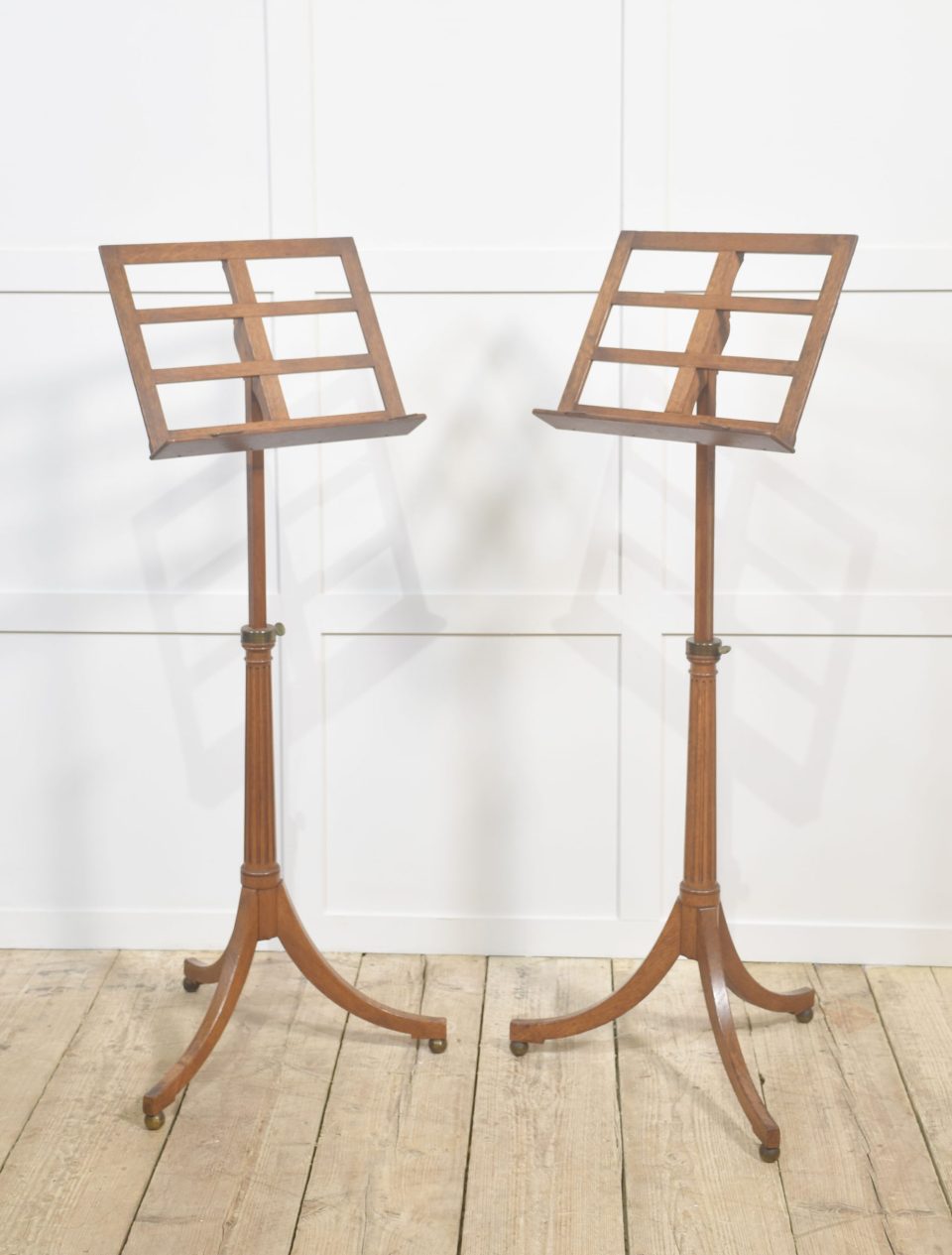 Pair of Oak Adjustable Music Stands