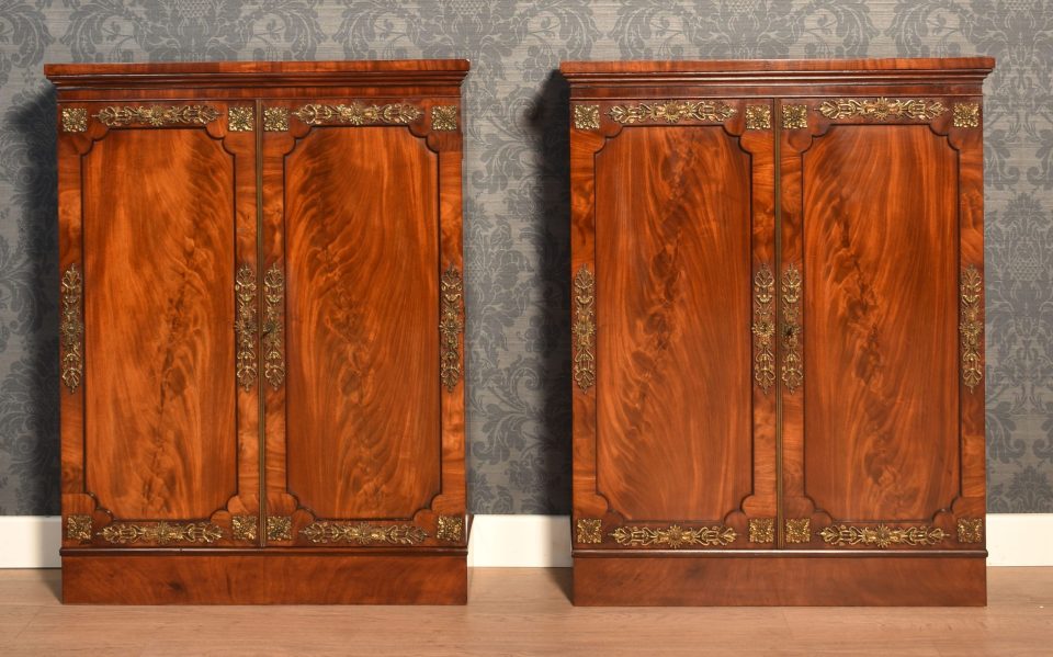 Pair of figured mahogany cabinet