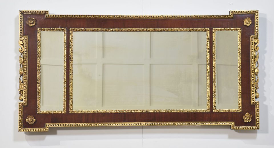 Parcel-gilt mahogany overmantle mirror