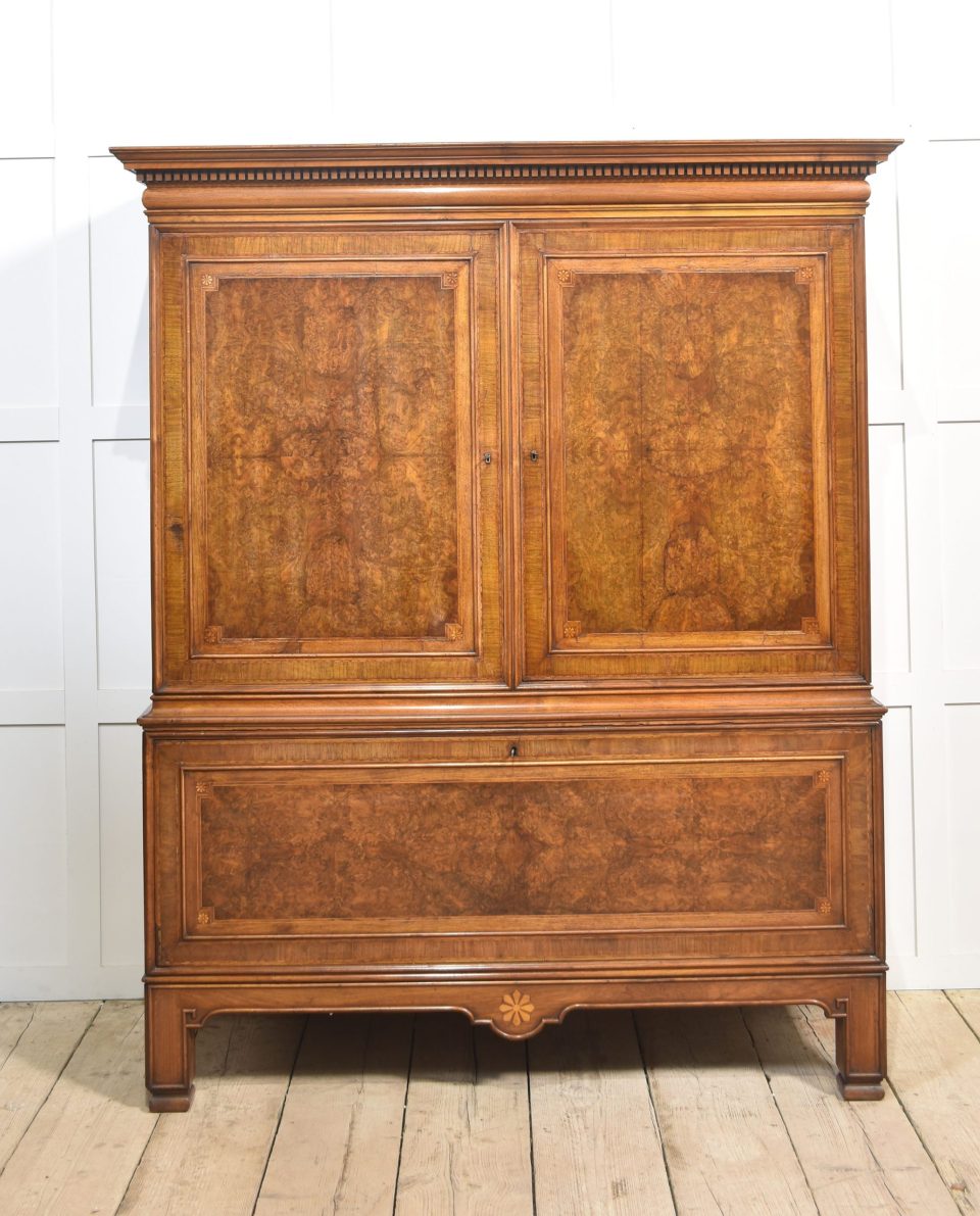 Figured walnut press cupboard