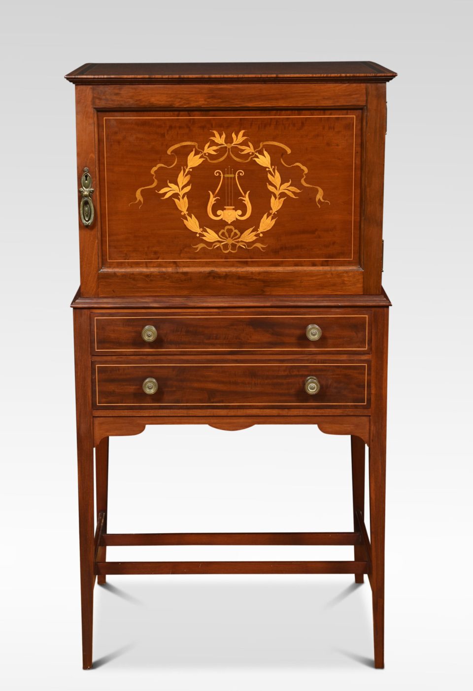 Mahogany inlaid music cabinet