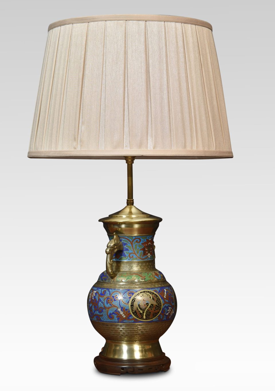 Chinese cloisonne twin handled lamp base