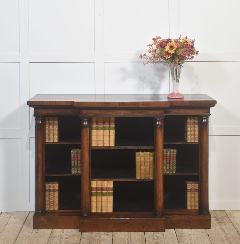 Fine 19th Century Rosewood Breakfront Open Bookcase