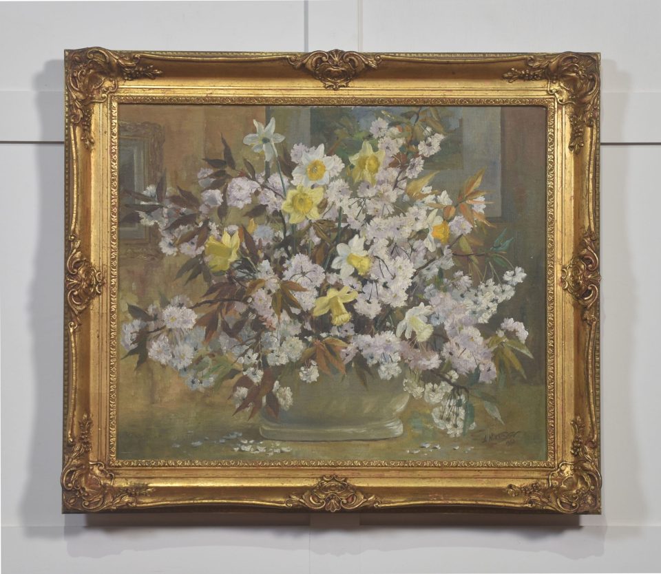 Oil on canvas Still Life with Spring Flowers