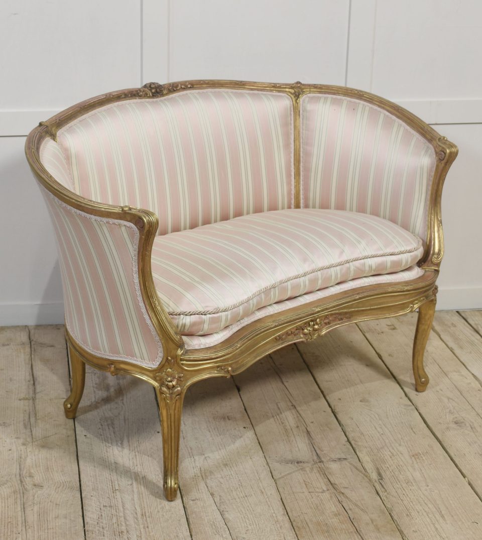 French Louis XV-Style Giltwood Two-Seater settee