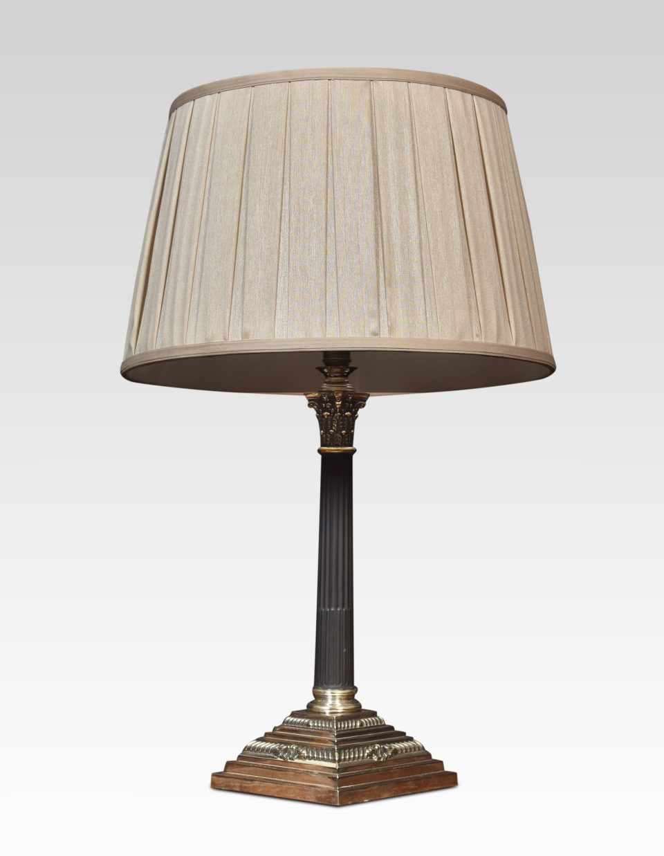 19th century electroplated corinthian column table lamp