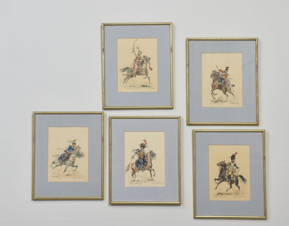 Set of five watercolour sketches