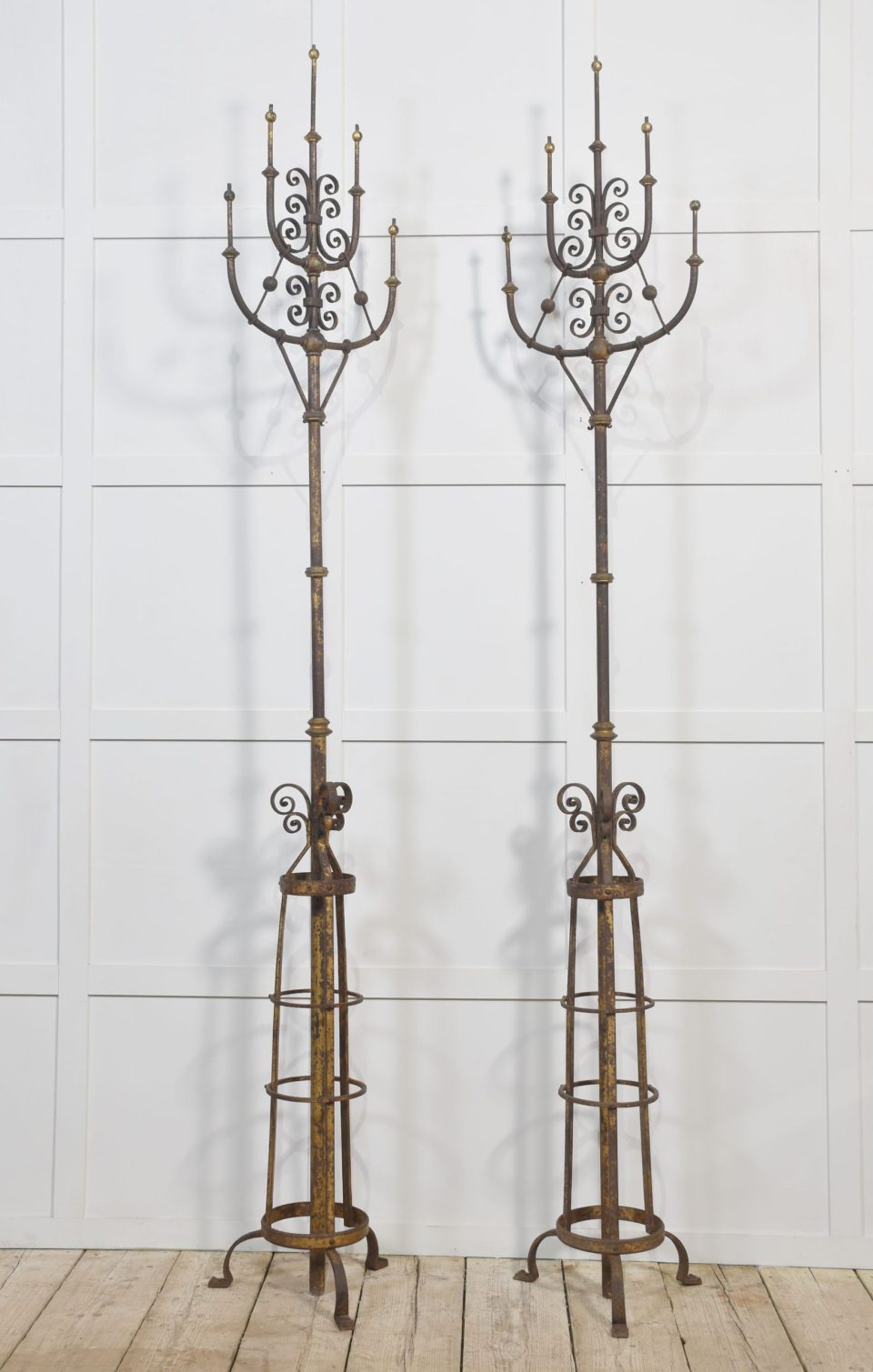 Pair of cast iron gas light candelabras