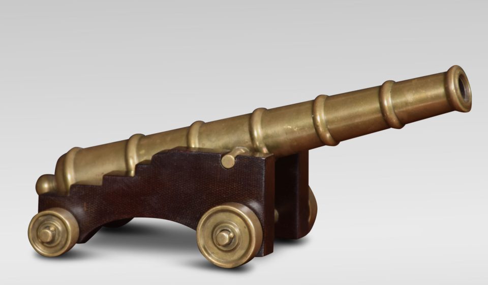 Bronze desk top model of a signal cannon