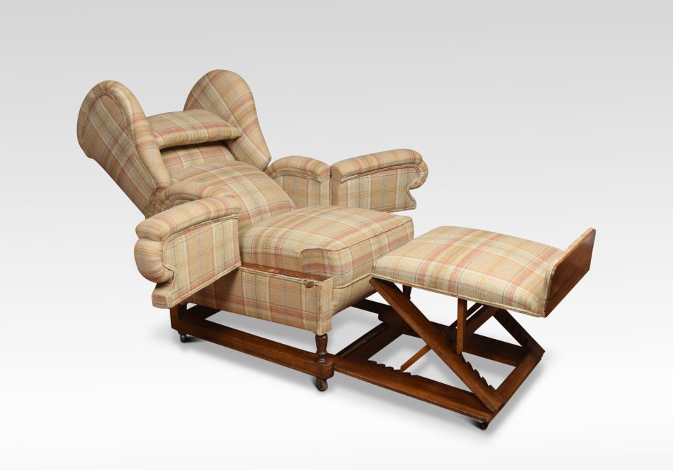 19th Century reclining wing armchair