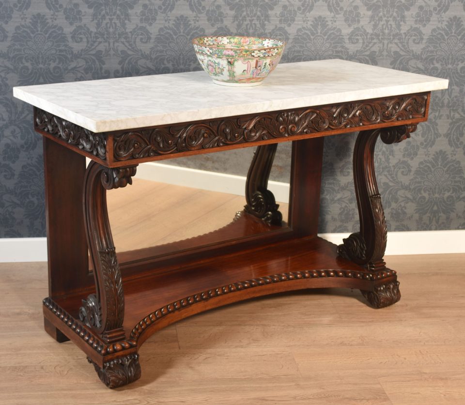 19th century marble top console table
