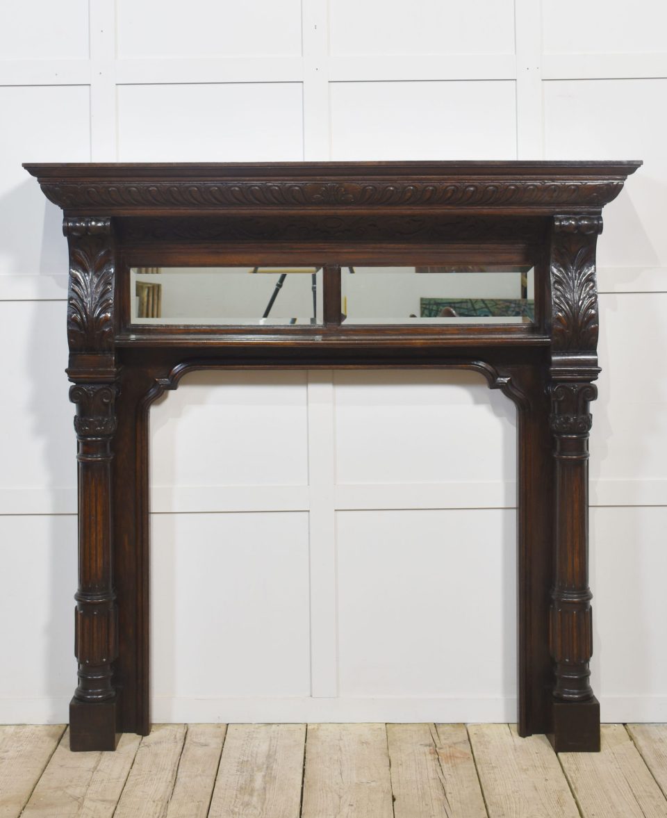 Carved oak fire surround