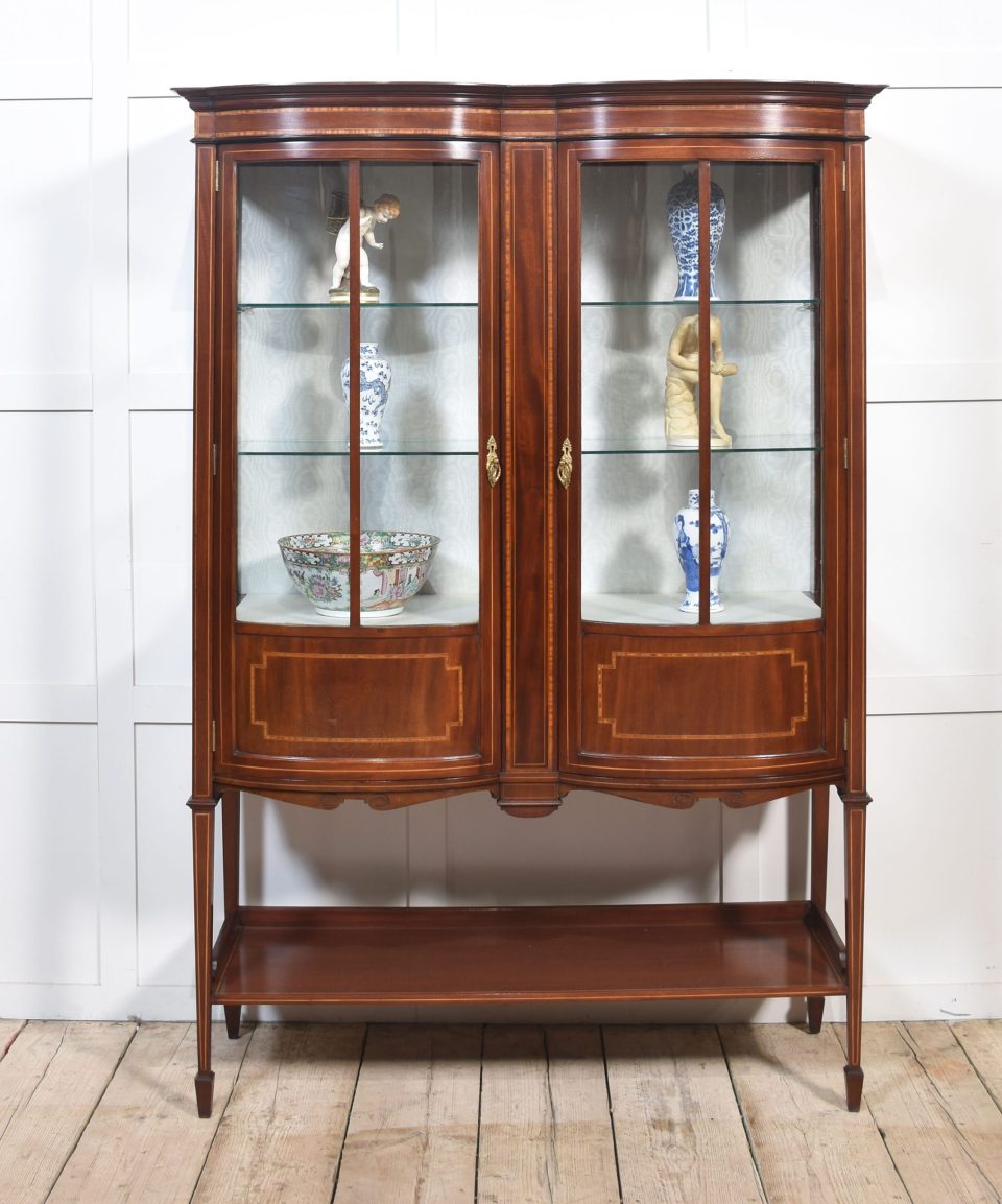 Mahogany bow front display cabinet