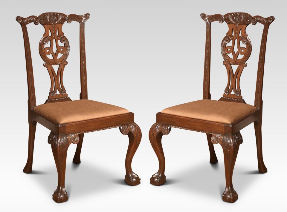 Pair of Chippendale revival side chairs