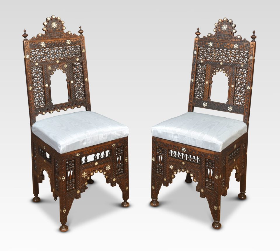Pair of 19th century carved Moorish hardwood chairs