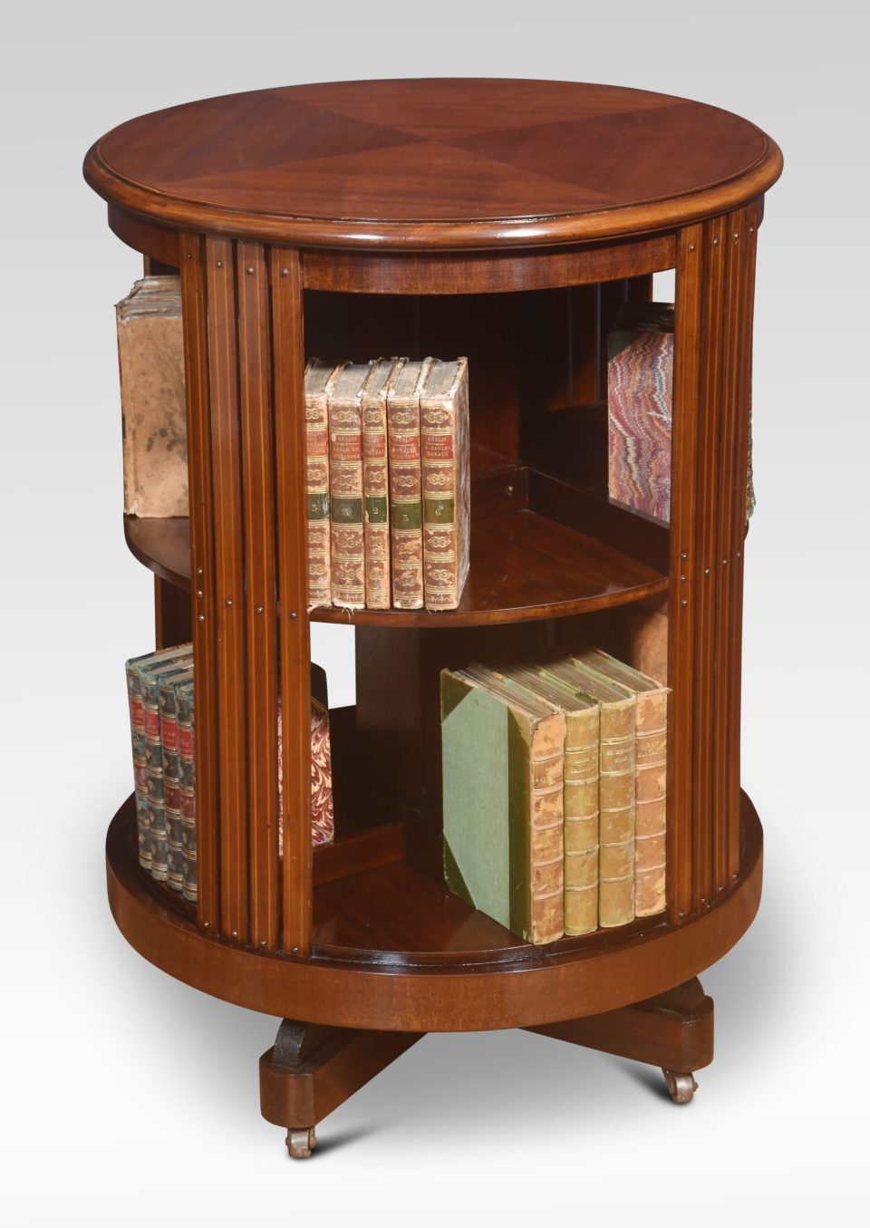 Circular mahogany revolving bookcase