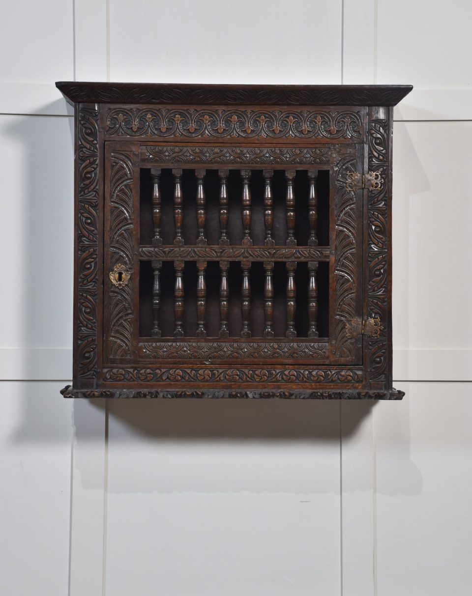 Charles II oak mural livery cupboard