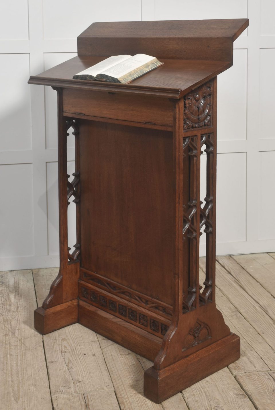 Carved Oak Lectern In The Gothic Revival Style