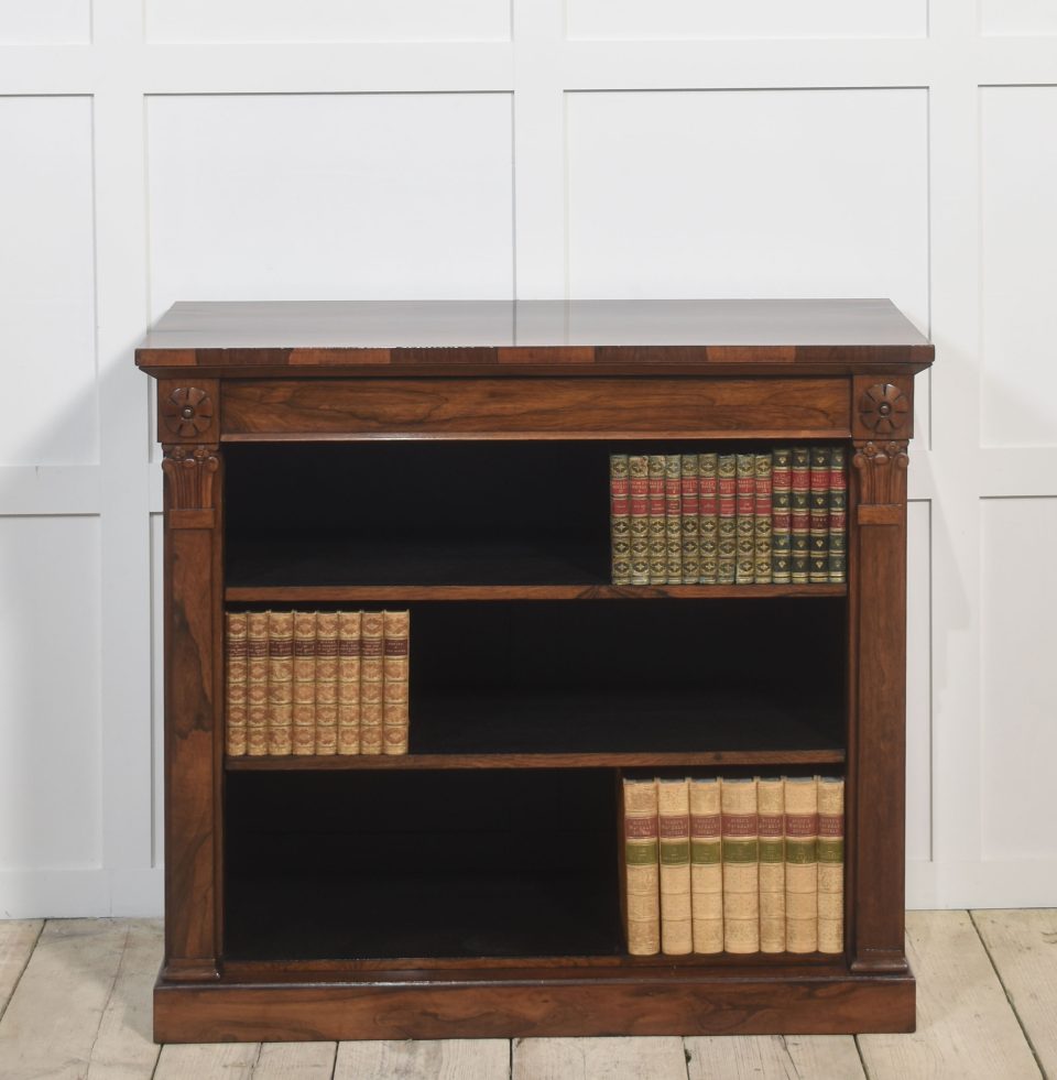19th-century rosewood open bookcase