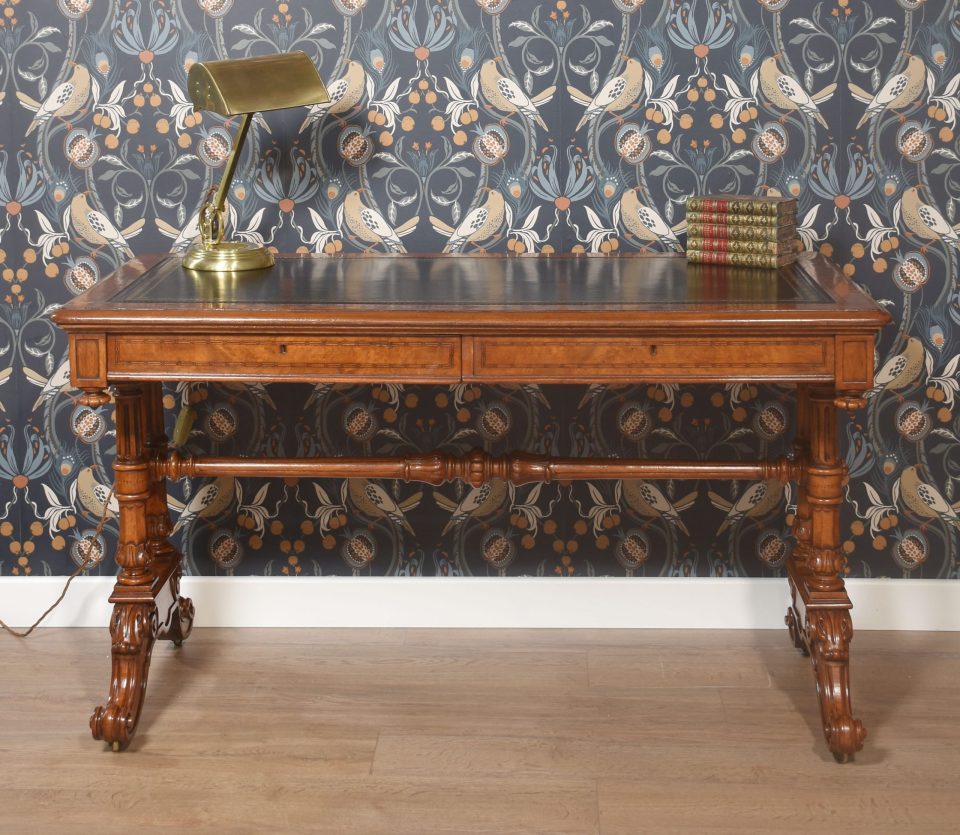 Walnut writing desk in the manner of Gillows