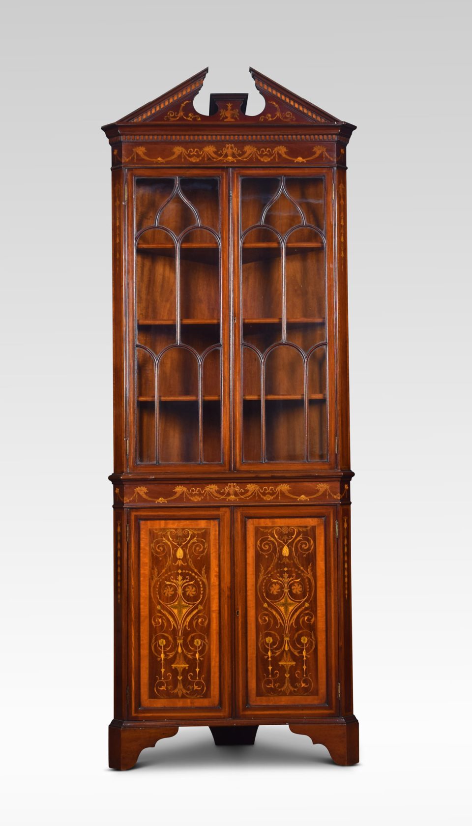 Mahogany inlaid corner cabinet