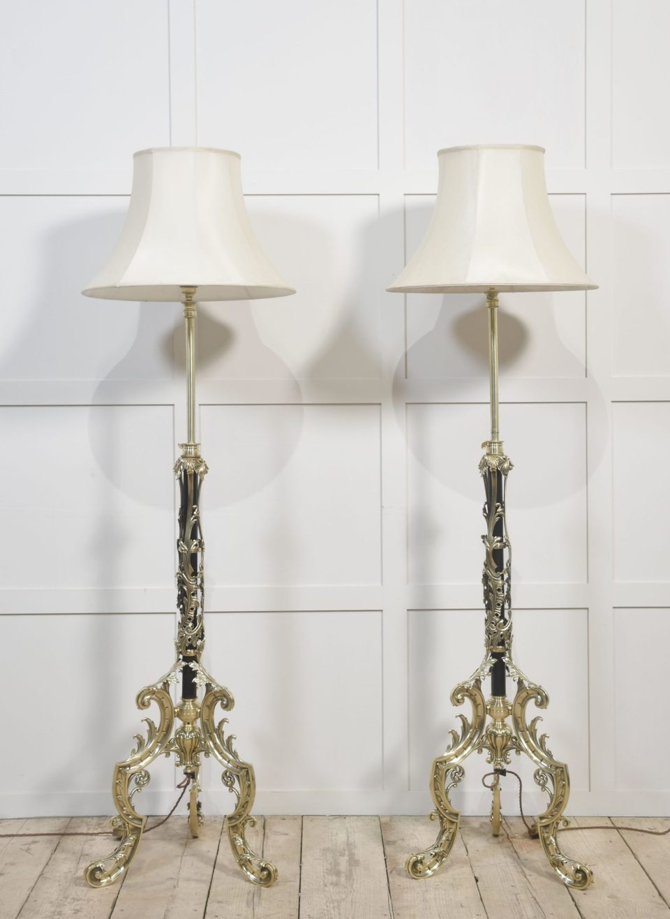 Pair of 19th century telescopic standard lamps