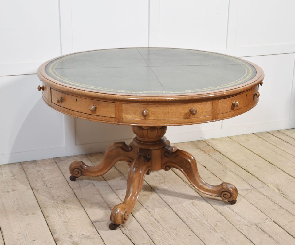 19th century oak drum table
