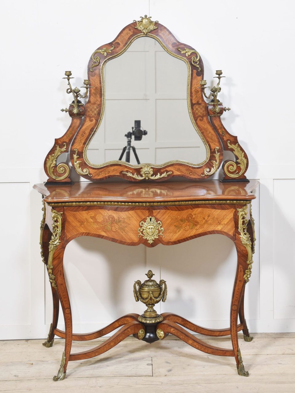 Louis Philippe ormolu-mounted tulipwood and marquetry inlaid dressing table by Maison Pretot Paris