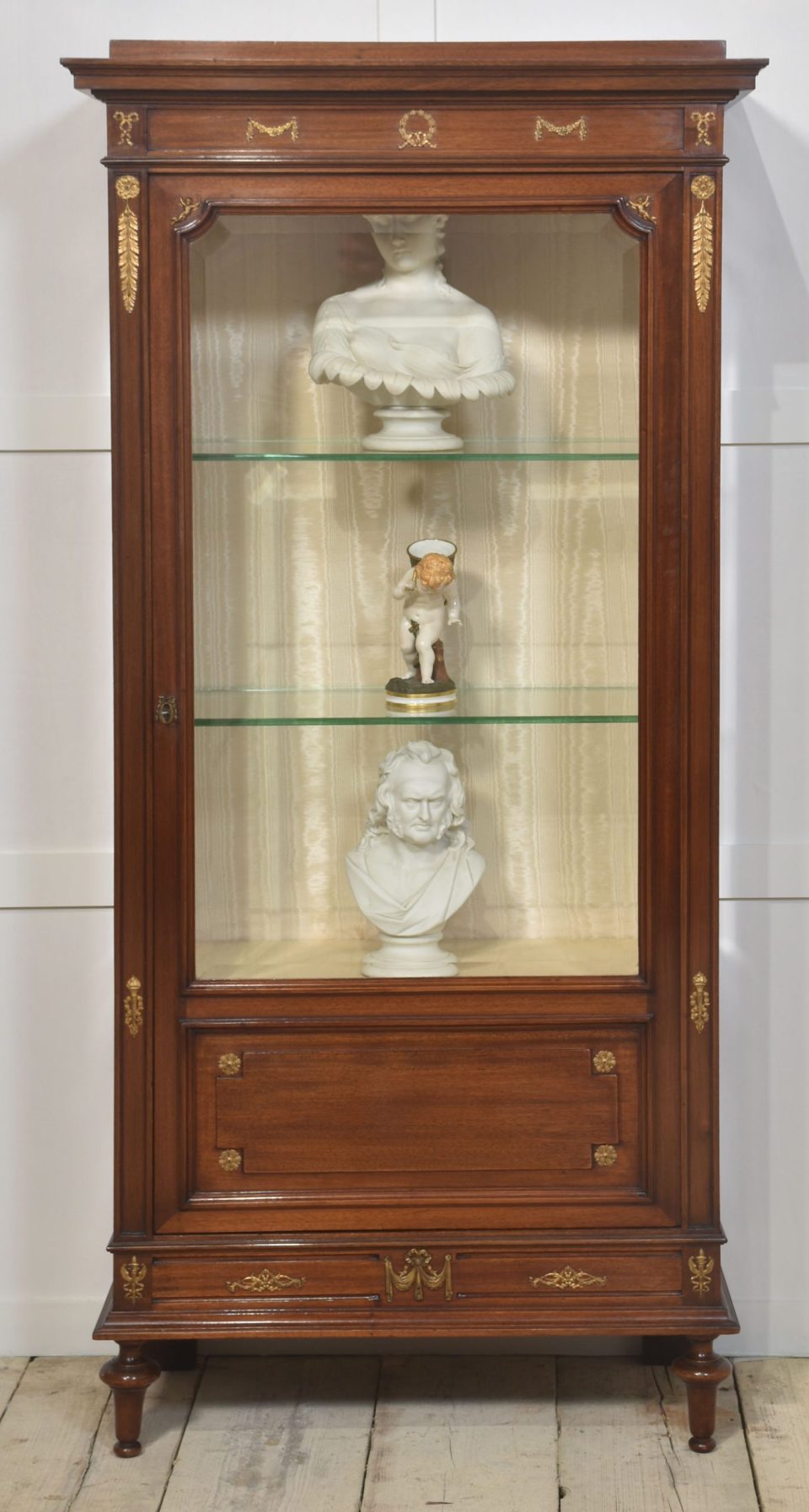Louis XVI style mahogany vitrine display cabinet