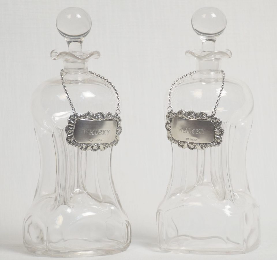 Pair of glass decanters