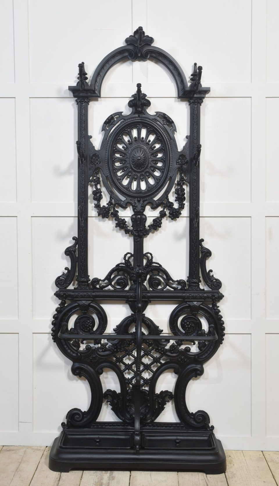 Coalbrookdale style cast iron hall stand