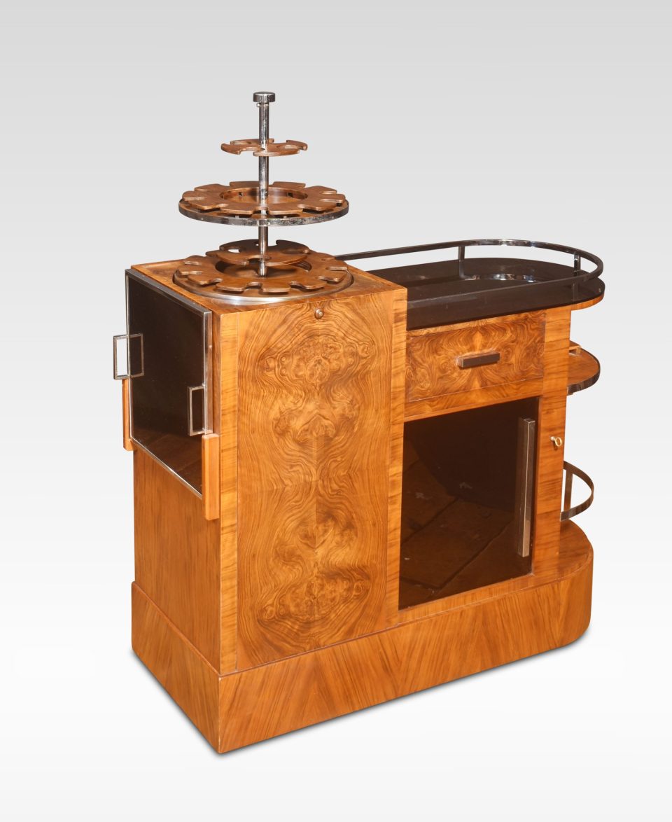 Art Deco walnut drinks trolly