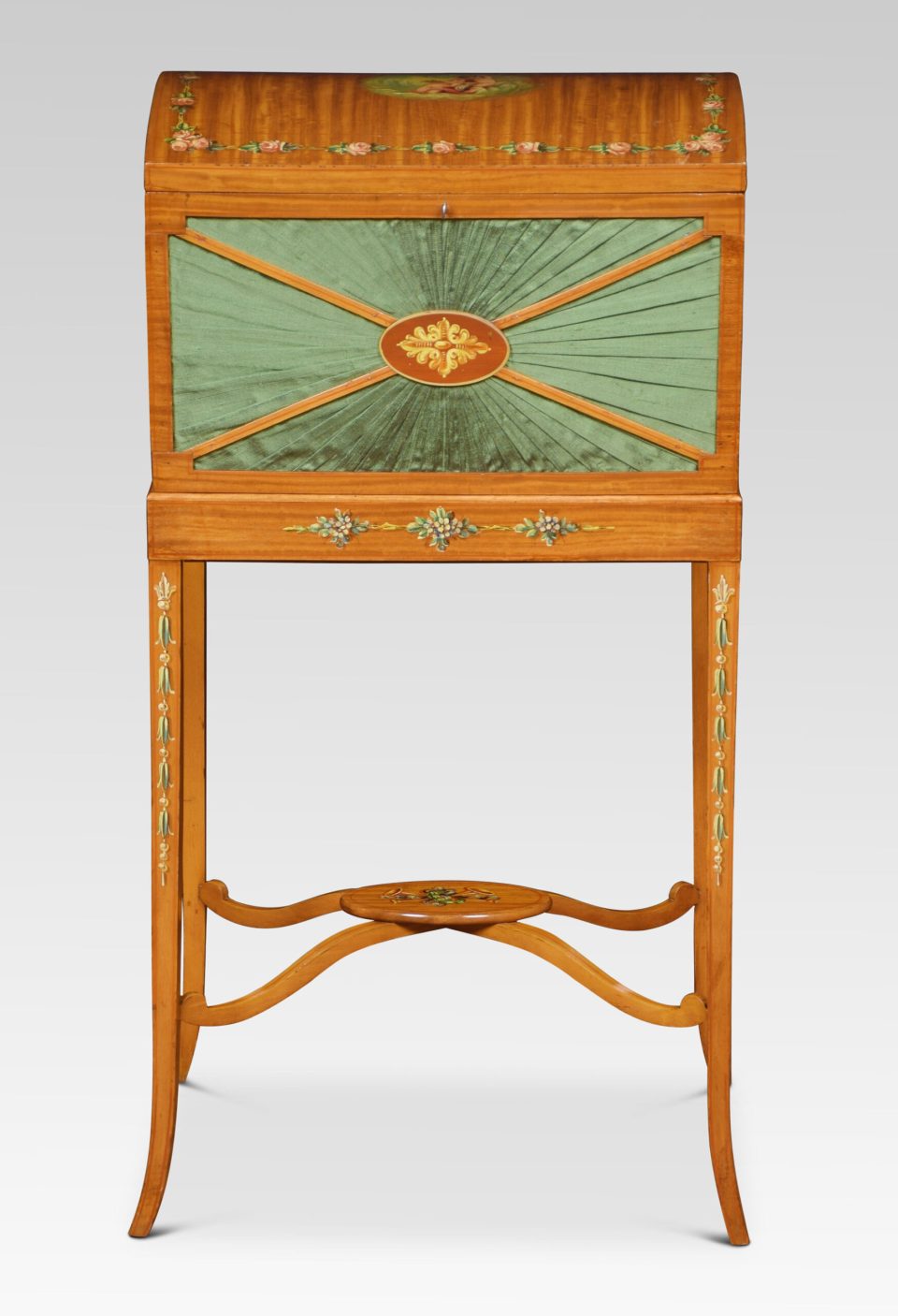 Edwardian painted satinwood ladies workbox