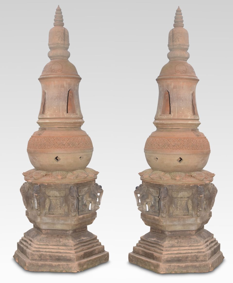 Pair of terracotta lanterns