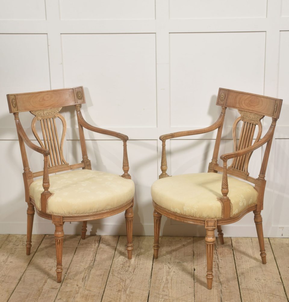 Pair of Light Mahogany Lyre-Back Armchairs