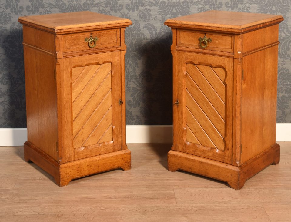 Pair of gothic revival bedside Cabinets