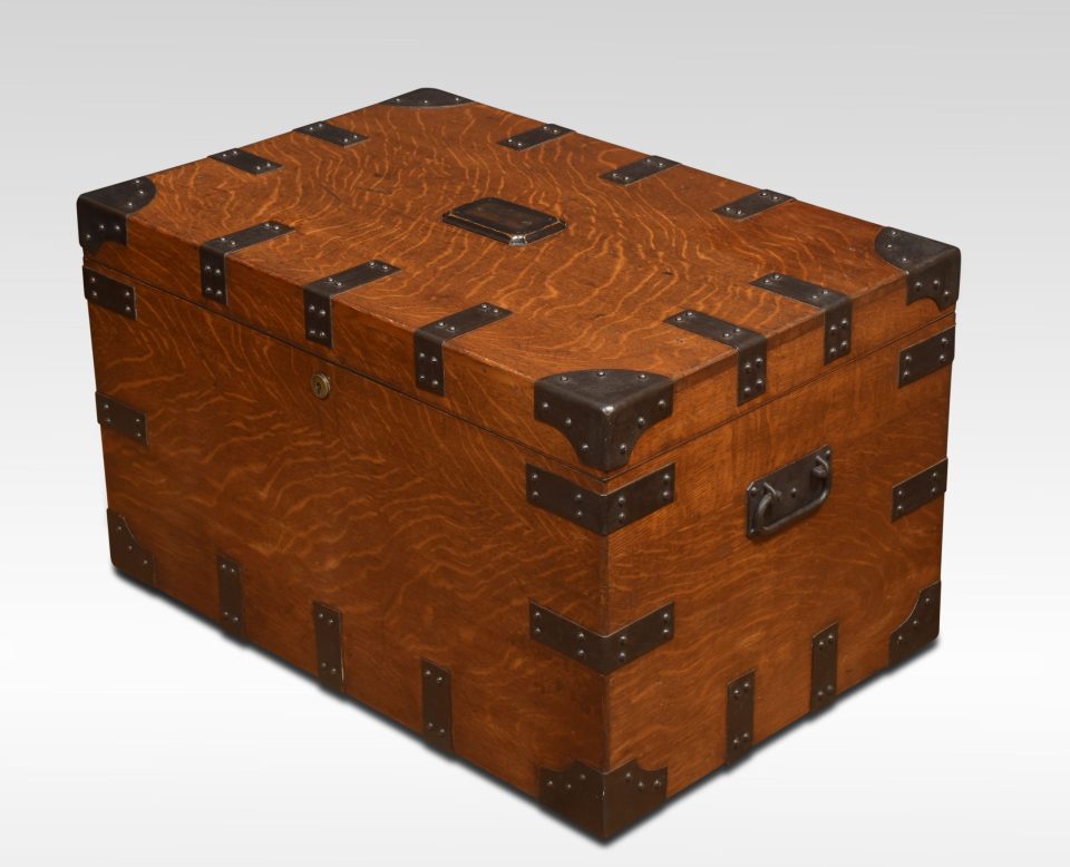 19th century oak and iron bound silver chest