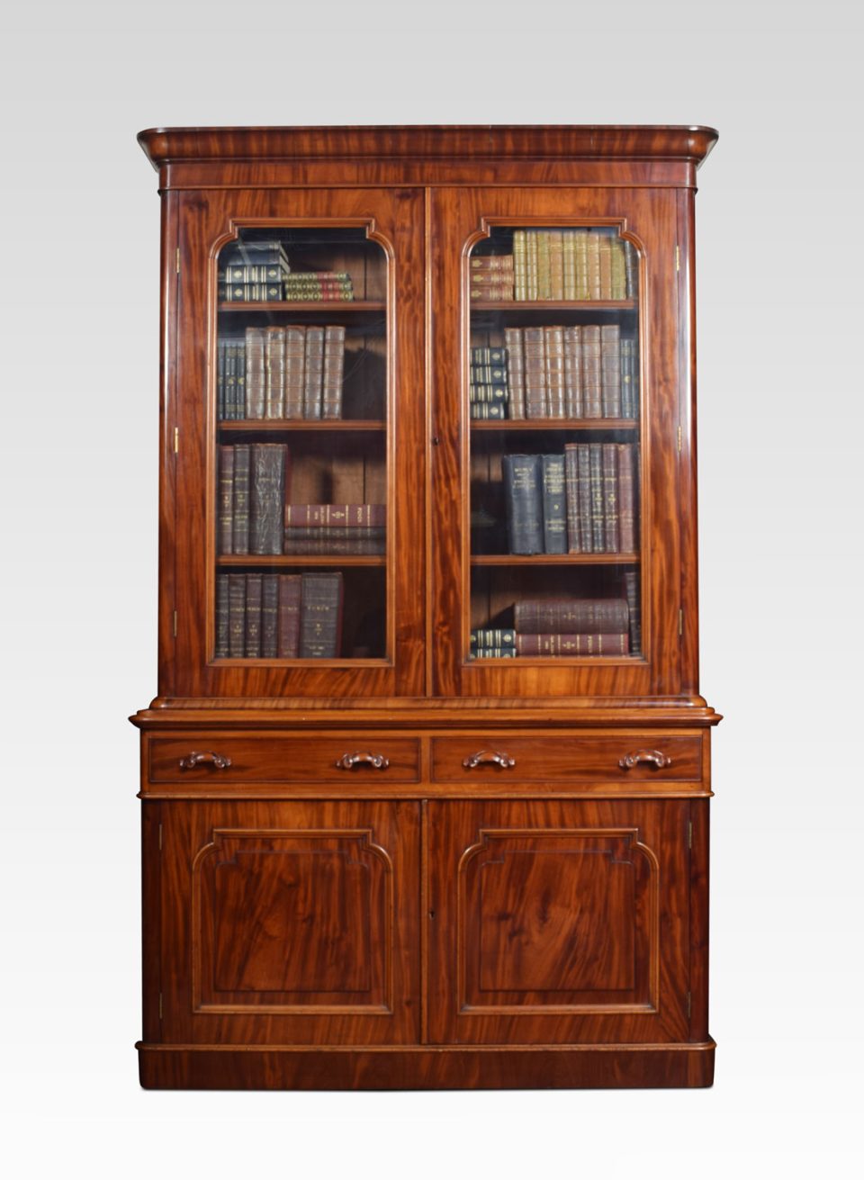 Mahogany two door bookcase