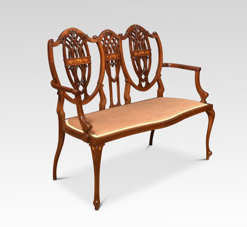 Inlaid mahogany framed settee